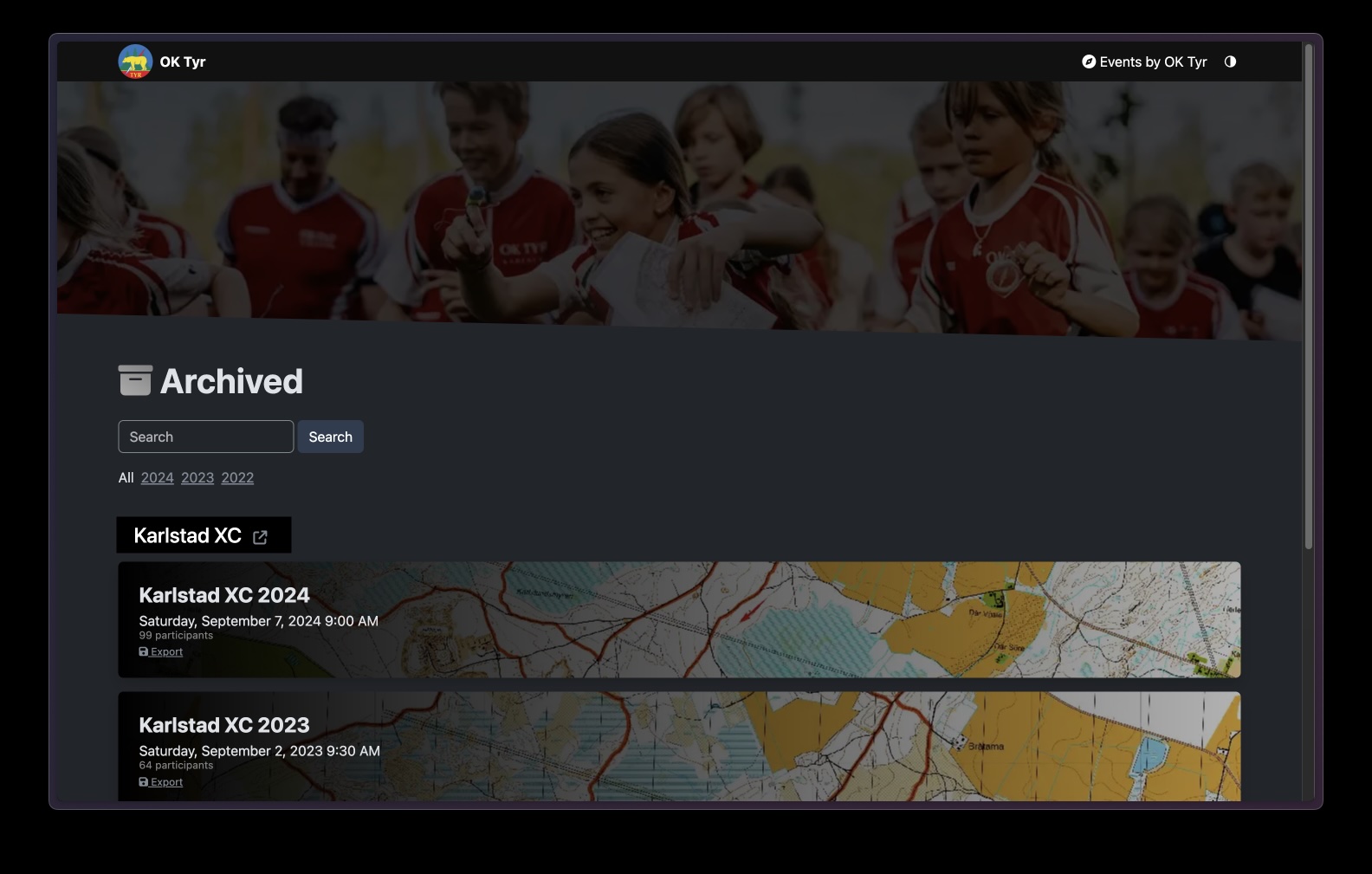 Vår livetracking plattform gps.oktyr.se som drivs av routechoices.com